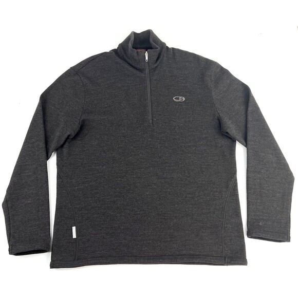 Icebreaker Sport 320 1/2 Sweater Merino Wool Mens L Taupe Brown Pullover Hiking - Picture 1 of 8